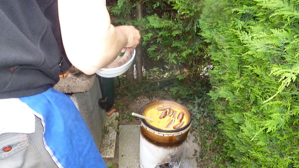 Polenta z kielbasa i bekonem