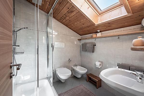 Badezimmer mit Hand- und Regenbrause